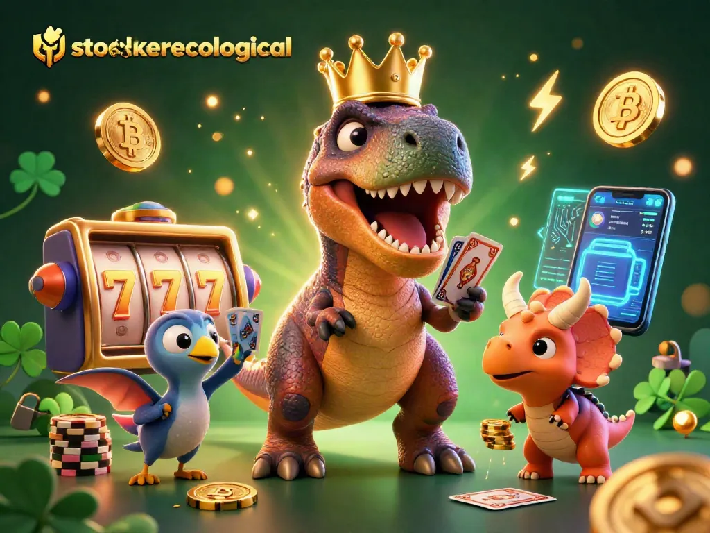 Engage with stoeckerecological's interactive gaming experience featuring colorful slots and crypto elements.